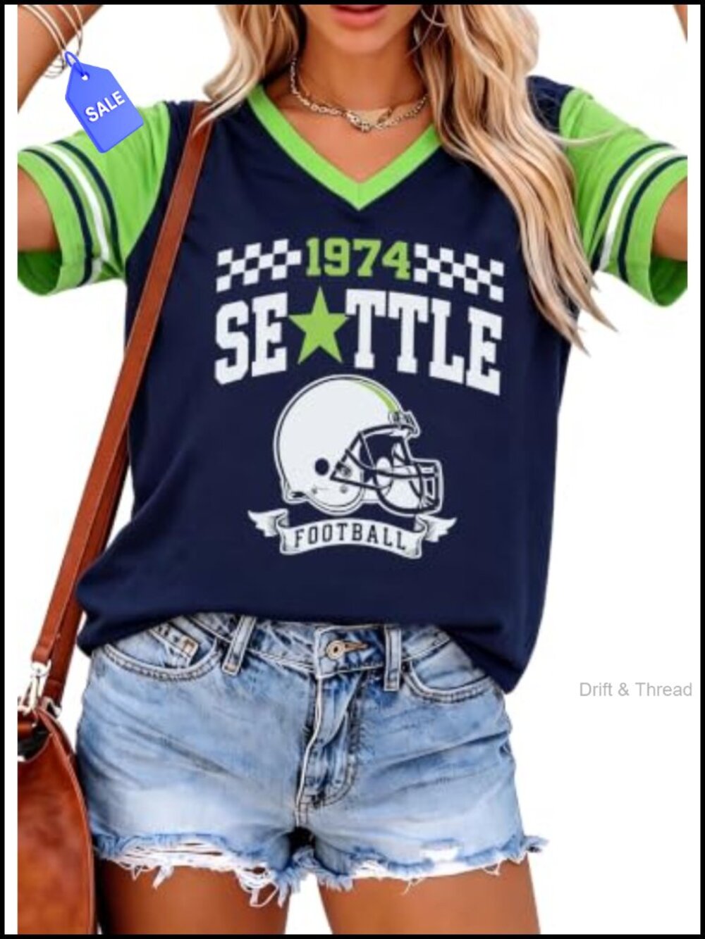 Football Shirts Women Game Day 1974 Football Graphic Tees V Neck Tops